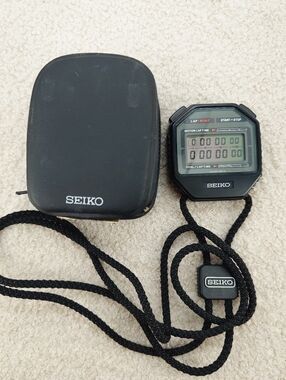 Seiko Stopwatch With Transport Bag JDM New Battery Lap Timer Japan S022-5000